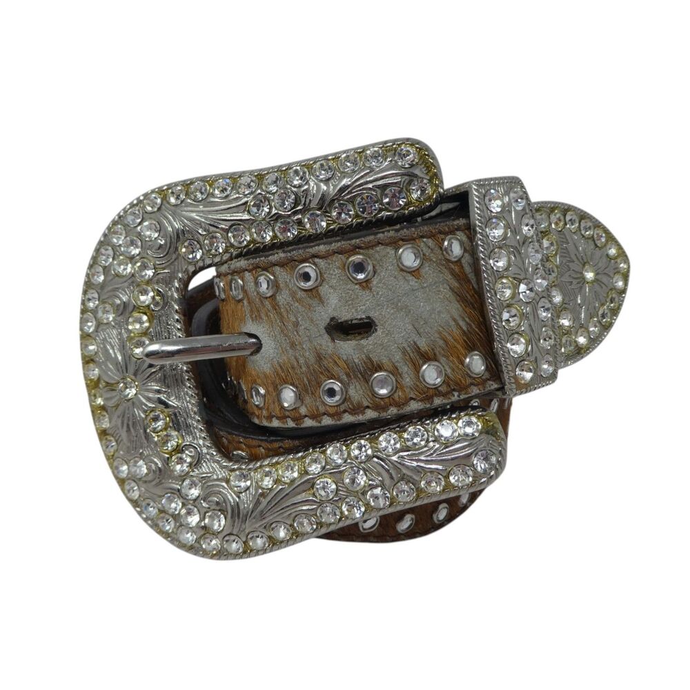 3D Belt‎ Company Rhinestone Bling Leather Calfhair Western Belt